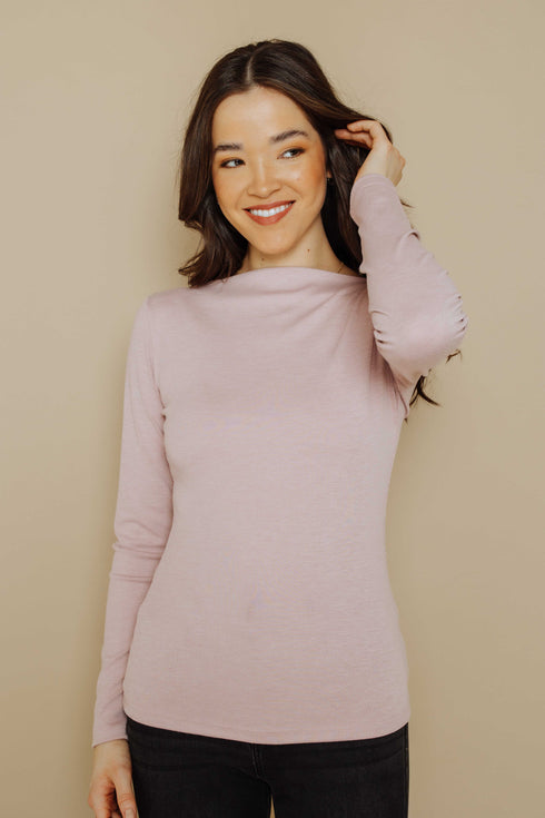 Sara-Boat Neck Long Sleeve Tee